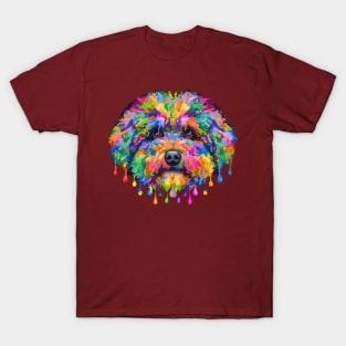 Fluffy Bolognese Dog Color Melt Design T-Shirt